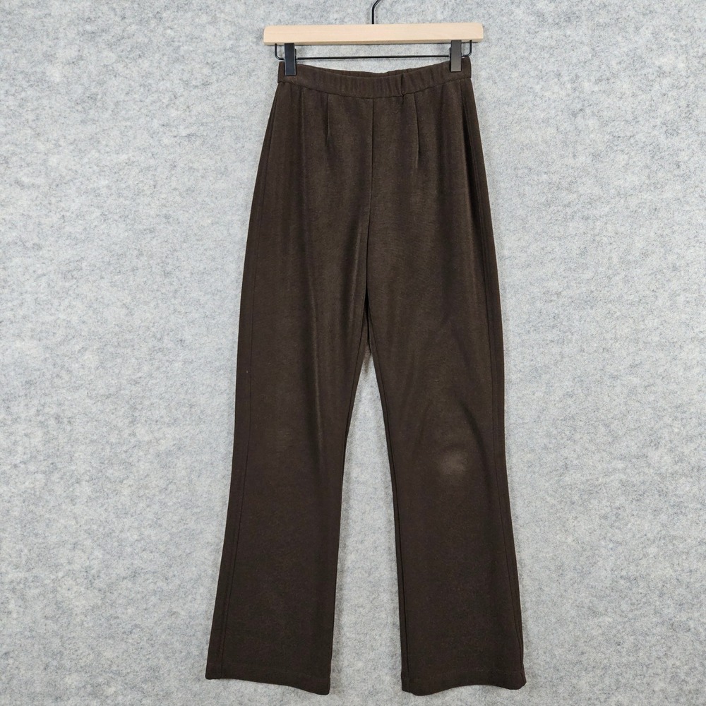 Chicos Size 0 (S) Short Brown Polyester/Spandex Wide Leg Pants Women's SHOW WEAR